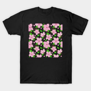 Cherry blossoms pattern - black T-Shirt